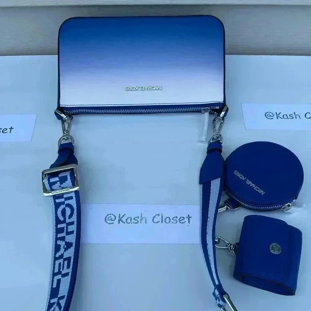 Michael Kors Crossbody Tech Attach With Adjustable Strap Ombre Electric Blue - Picture 9 of 12